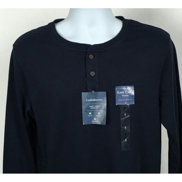 Croft n Barrow Mens Top Size S Easy Care Henley Navy Long Sleeve Navy Blue New - Picture 2 of 16